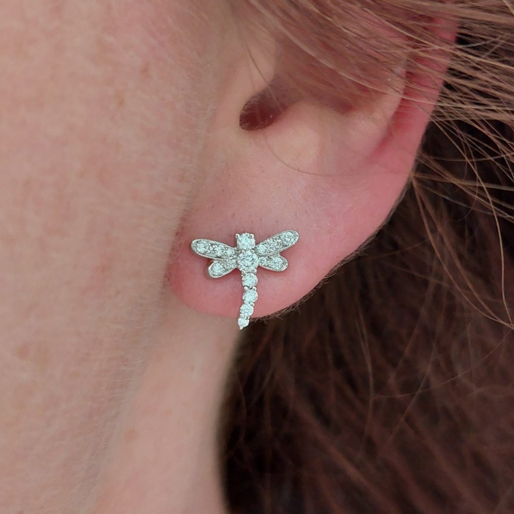 Diamond Set Dragonfly Earrings
