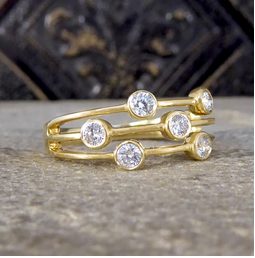 Diamond Three Strand Bubble Ring