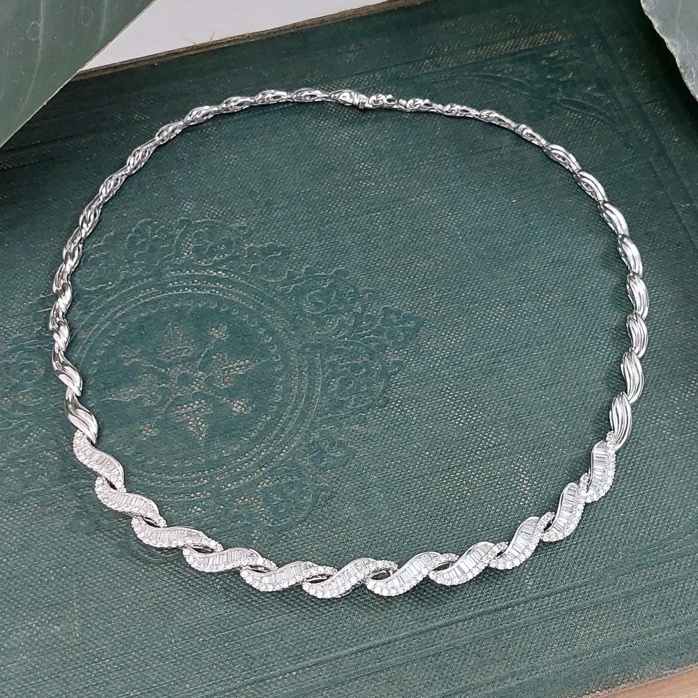 Diamond Wave Collar Necklace, 4 carats