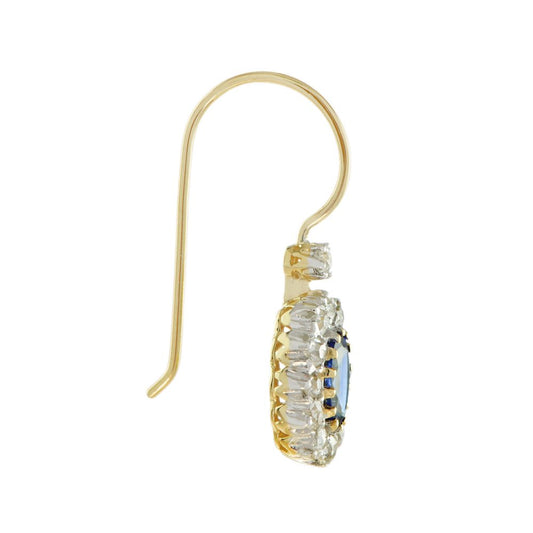 Ceylon Sapphire and Diamond Cluster Drop Earrings