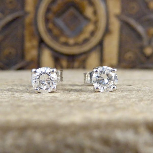 0.52ct Diamond Stud Earrings, 18ct White Gold