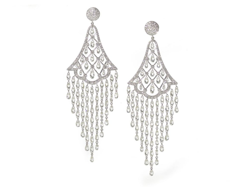 Exquisite Diamond Drop Earrings, 21.94 carat total, 18ct White Gold