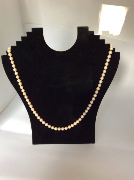 Antique Art Deco Pearl Necklace with Ruby, Turquoise and Pearl Clasp