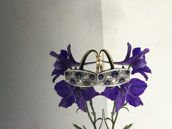 Vintage Art Deco Diamond and Sapphire Plaque Ring