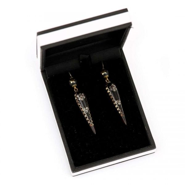 Antique Victorian Yellow Gold and Silver Pique Earrings, Circa 1870