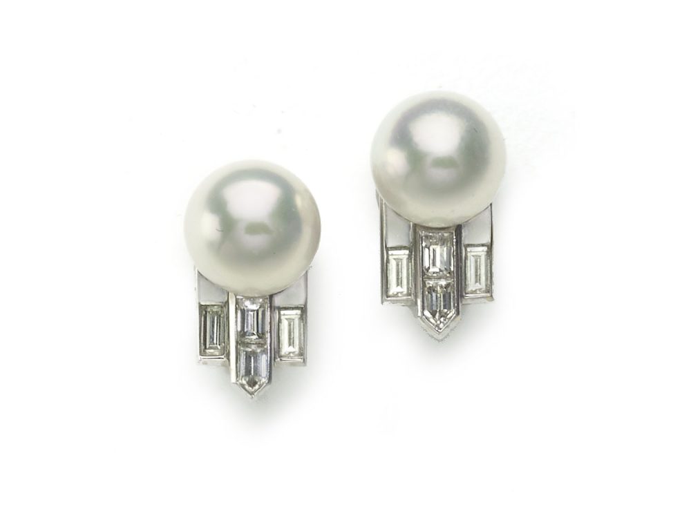 Pearl Diamond Gold Earrings