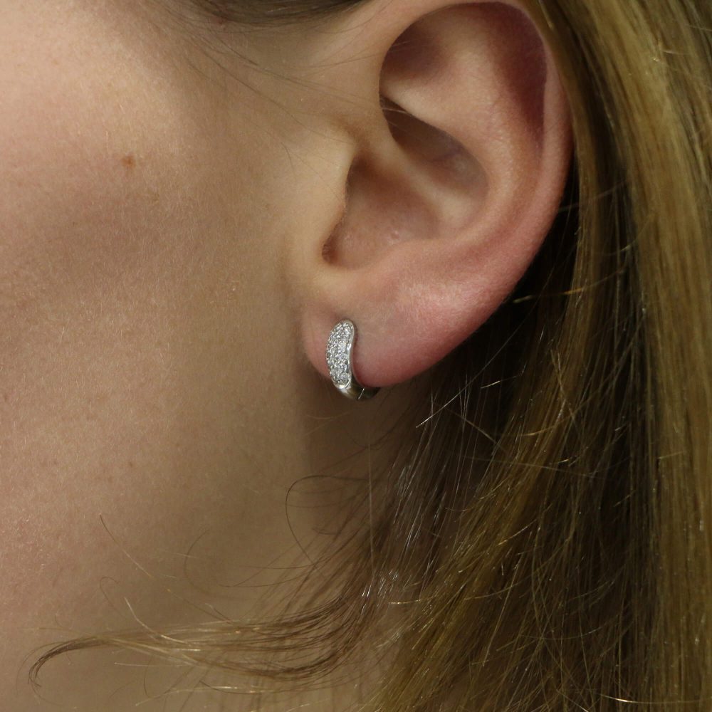 Diamond Huggy Hoop Earrings in 18ct White Gold