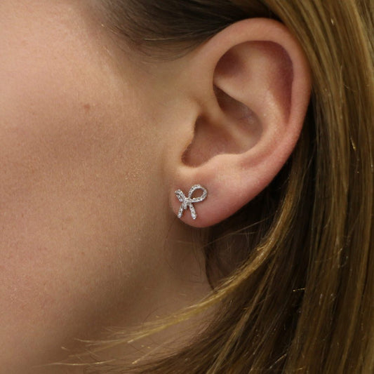 0.40ct Diamond Bow Earrings in 18ct White Gold