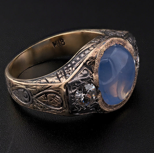 Edwardian Natural 4.8ct Sapphire and Diamond Trilogy Ring