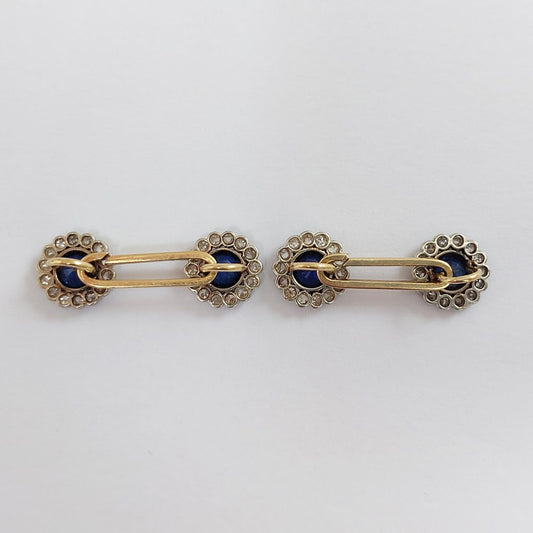 Edwardian Antique 2ct Sapphire and Diamond Cufflinks