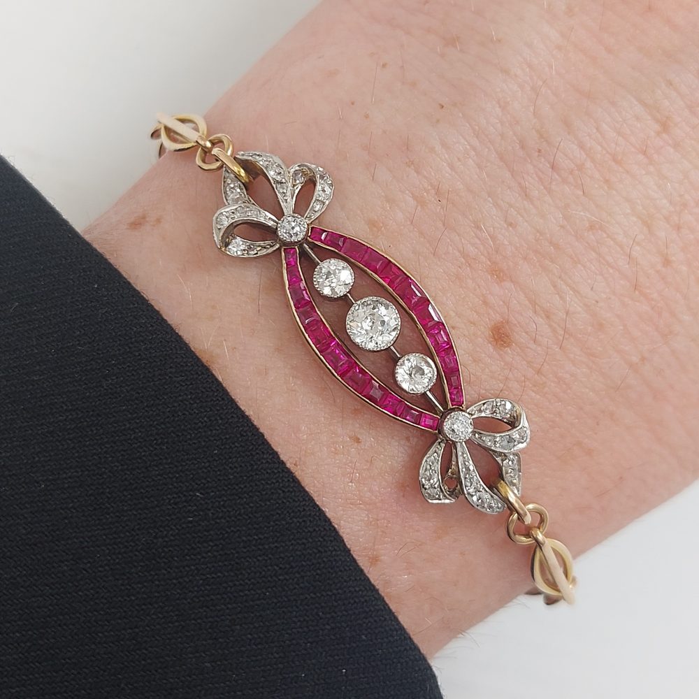 Edwardian Antique Diamond and Ruby Bracelet