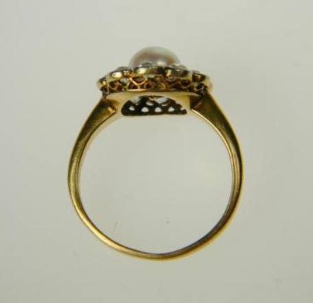 Edwardian Antique Natural Pearl and Diamond Cluster Ring