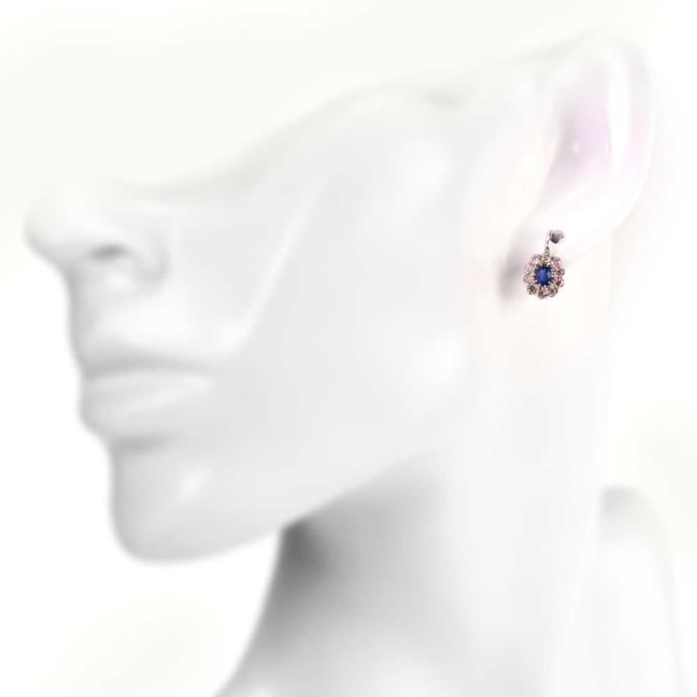 Edwardian Sapphire and Diamond Platinum Earrings