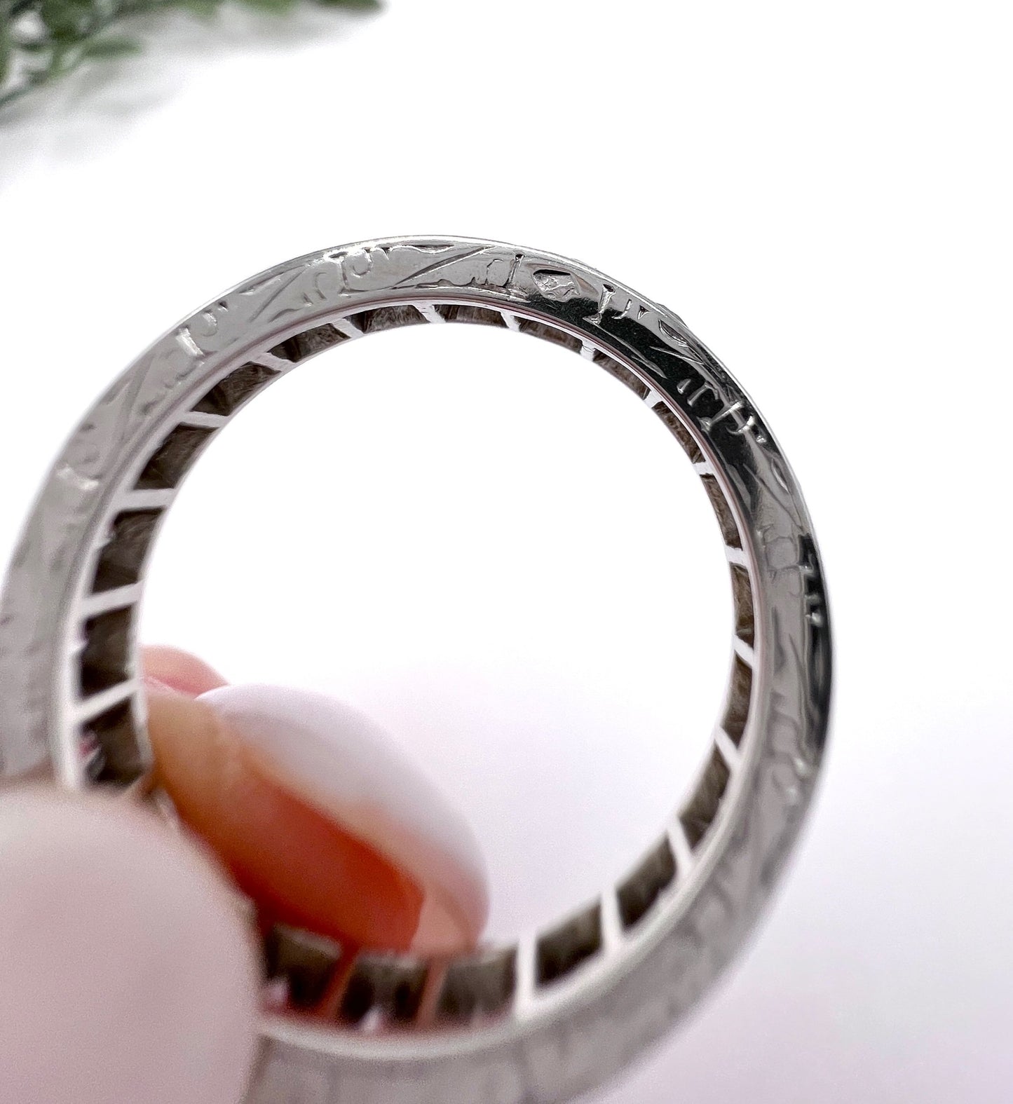 Antique 1920s Platinum French Stamped, 2 Carat Full Diamond Eternity Ring, Wedding Band