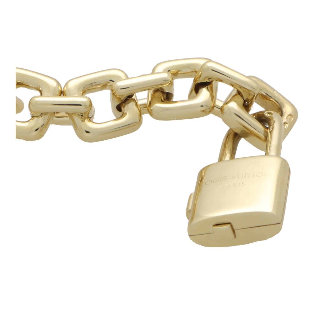 Vintage Louis Vuitton Chunky Link Gold Bracelet with Padlocks