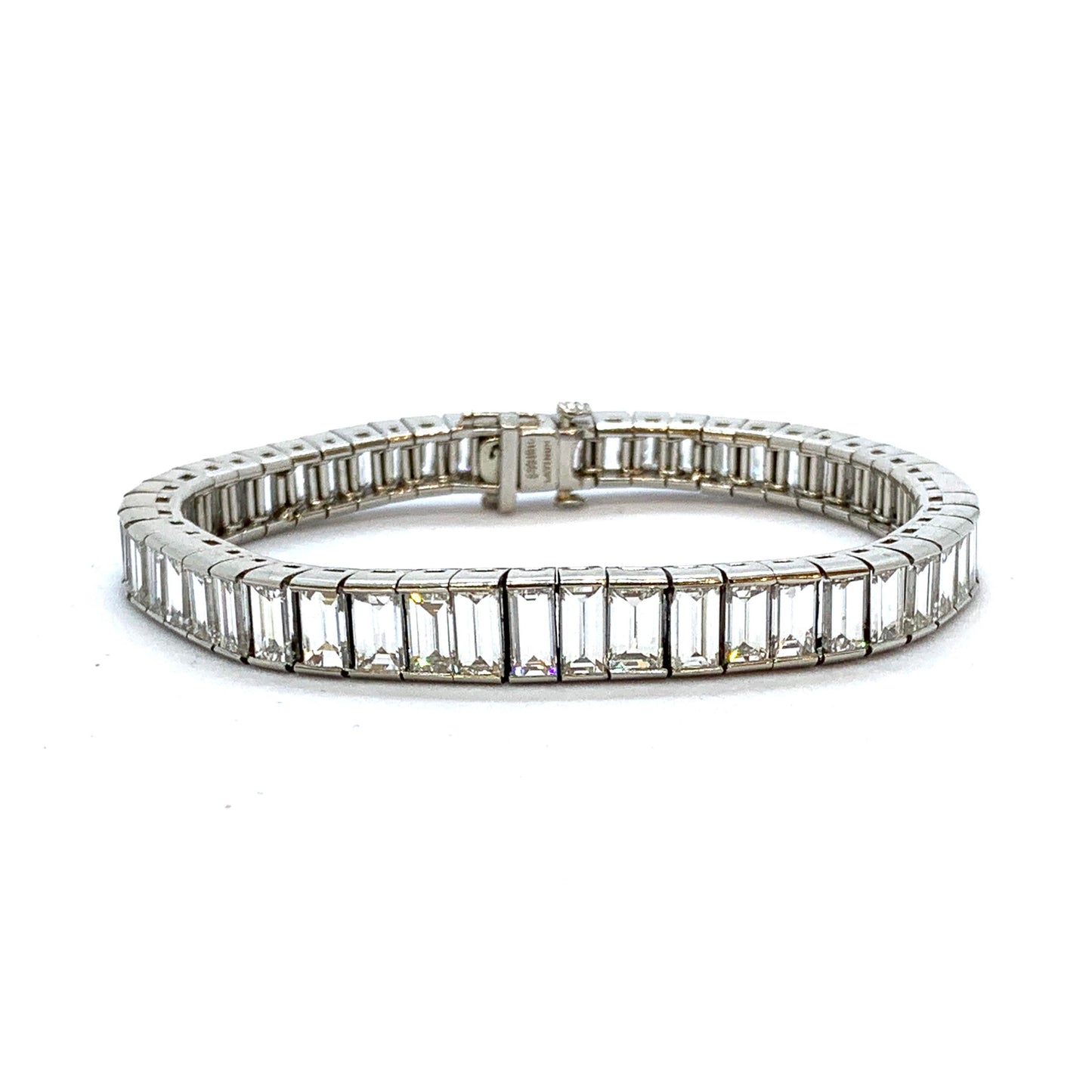 1950’s Baguette Cut Diamond Line Bracelet, Platinum 22 carats