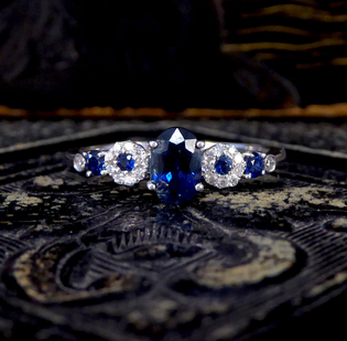 Geometric 0.83ct Sapphire and Diamond Ring
