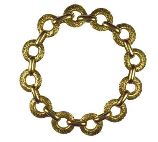Georges Lenfant French 18ct Yellow Gold Textured Link Bracelet, Circa 1960's