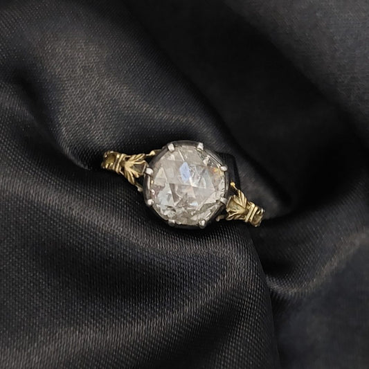 Georgian Antique 1.70ct Rose Cut Diamond Solitaire Ring