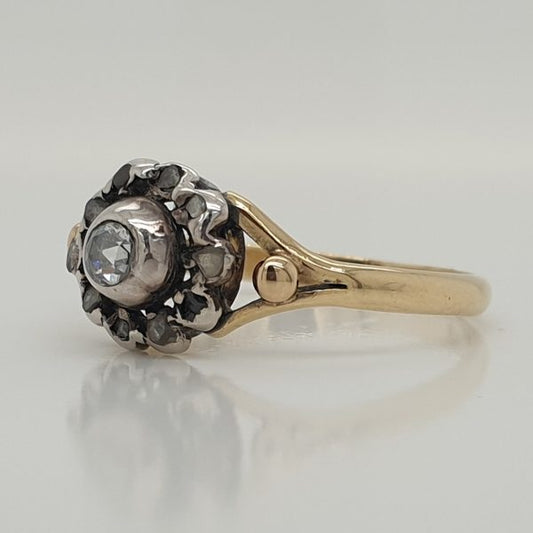 Georgian Antique Rose Cut Diamond Cluster Ring