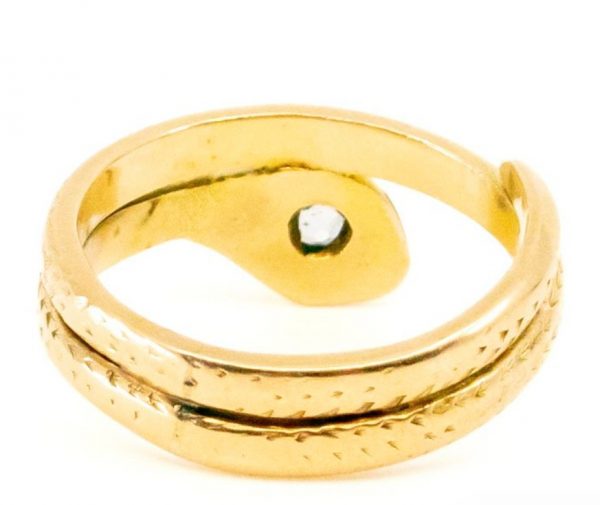 Victorian Antique Old Cut Diamond Set Gold Snake Ring