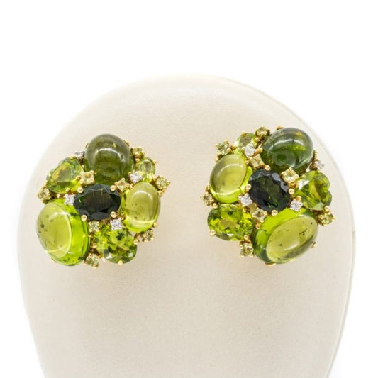 Green tourmaline and peridot earrings