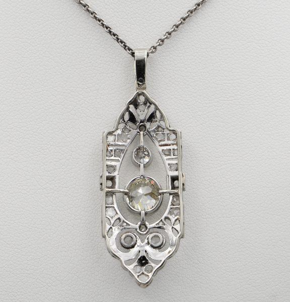 Antique Edwardian 1.45ct Diamond and Platinum Rare Pendant