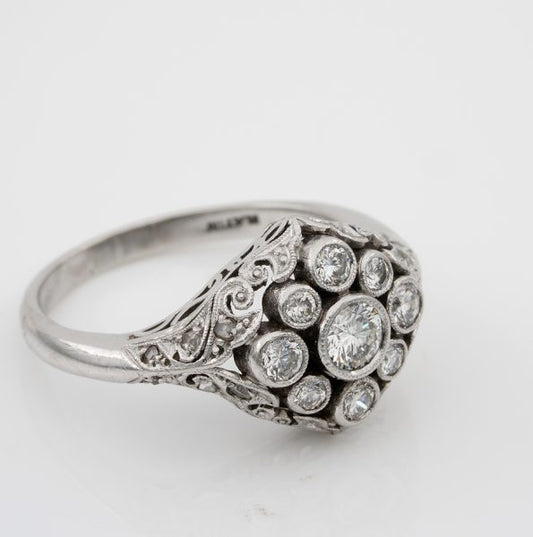 Antique Art Nouveau .75ct Diamond F VVS/VS Platinum Rare Engagement ring