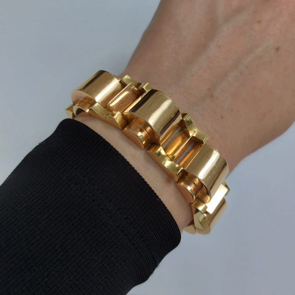 Vintage 1930s Bi Colour Gold Tank Bracelet