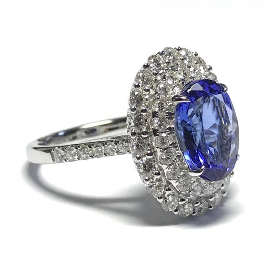 Tanzanite and Diamond Cluster Ring, 3.36 carats