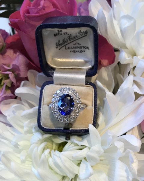 Tanzanite and diamond cluster ring, 3 carats