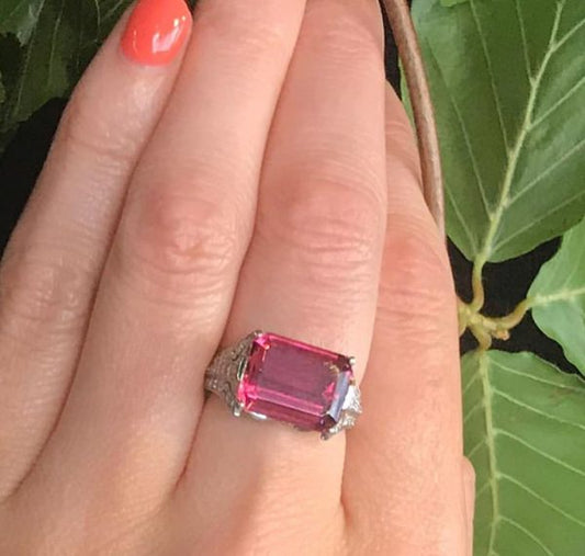 Pink Tourmaline and Diamond Ring