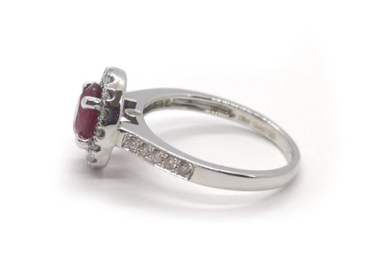 Burma Ruby and Diamond Cluster Ring in 18ct Gold, 1.58ct