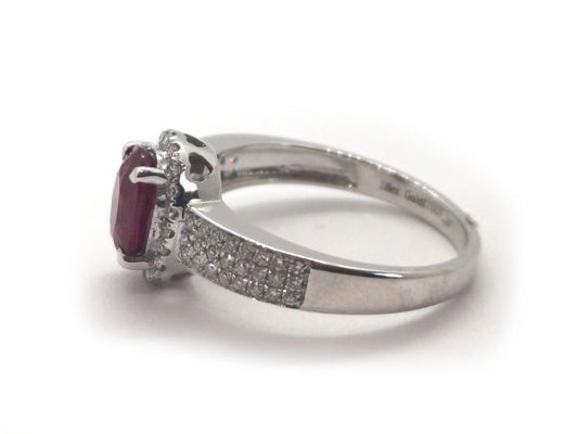 Burma Ruby and Diamond Engagement Ring, 18ct White Gold