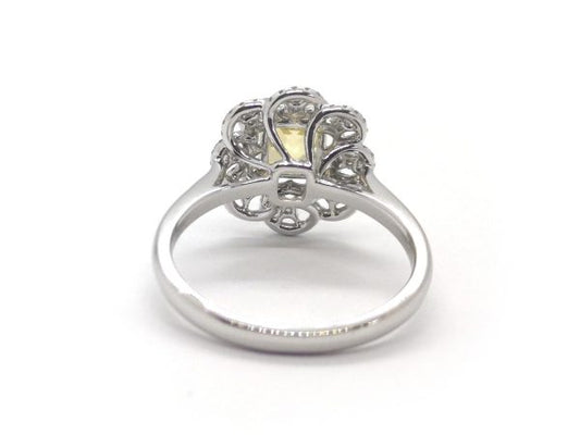 Natural 1.54 carats Yellow Sapphire and Diamond Cluster Dress Ring