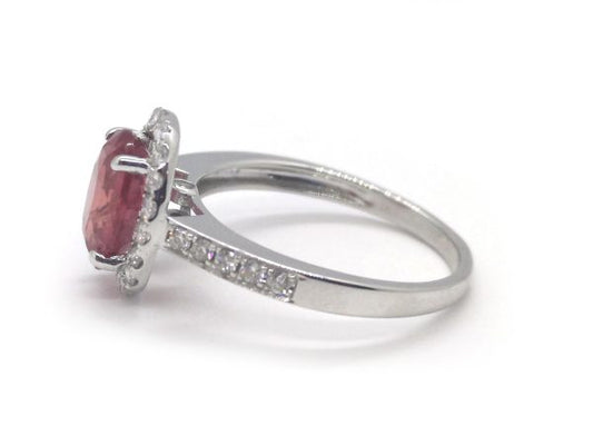 Ruby and Diamond Cluster Engagement Ring in 18ct White Gold