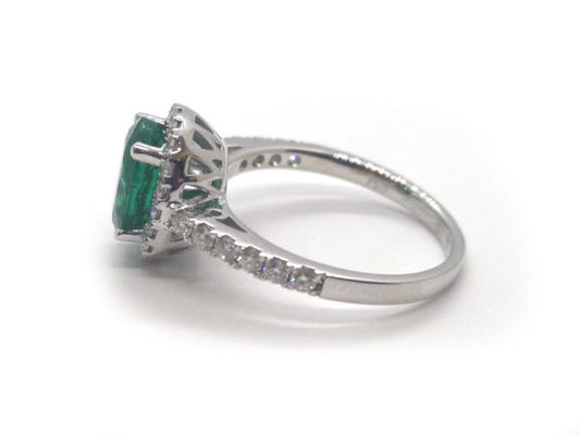 Zambian Emerald and Diamond Engagement Ring, 1.86ct