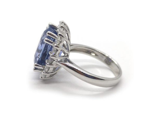 Sri Lankan Sapphire and Diamond Cluster Ring, 8.77ct