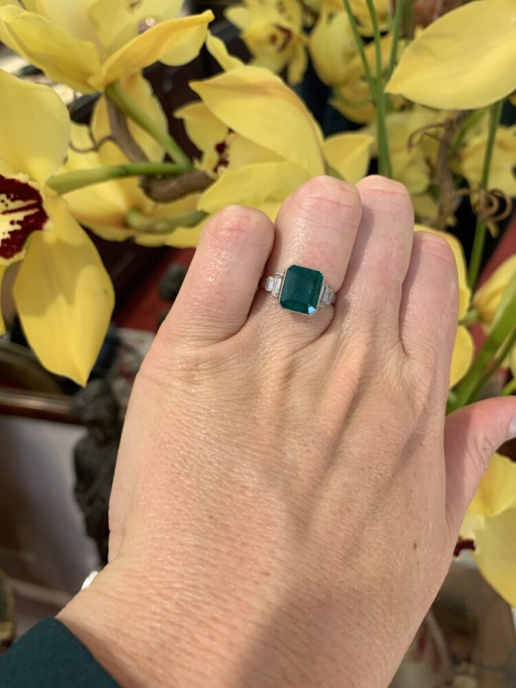 Emerald and diamond ring