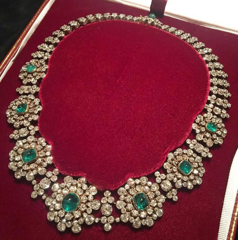 Antique Victorian emerald and diamond necklace