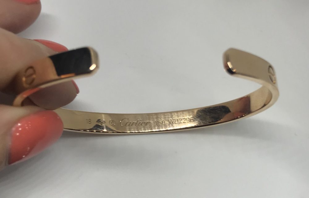 Pre Owned Cartier Rose Pink Gold Love Bangle, Size 18