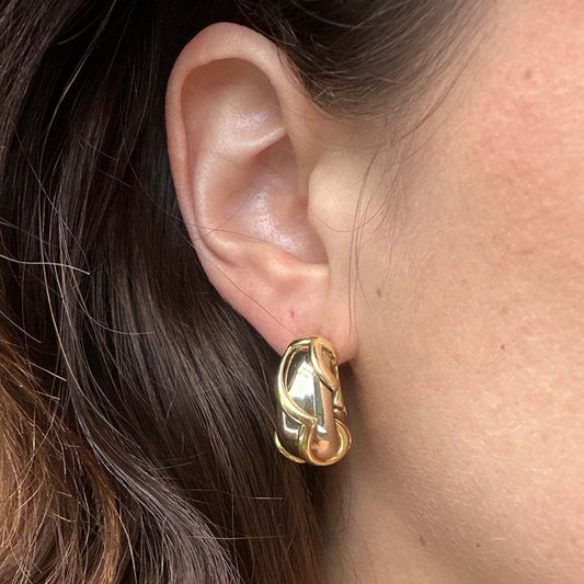 Vintage Mappin and Webb 18ct Bi Colour Gold Hoop Earrings