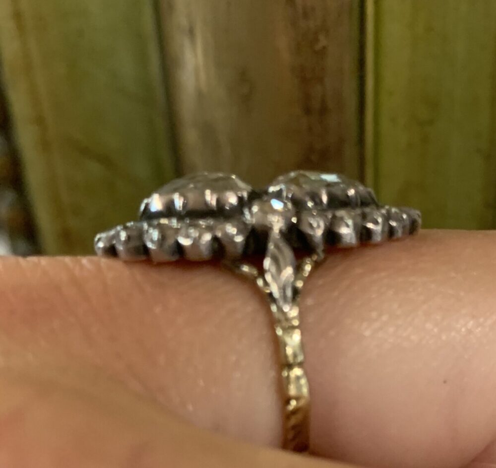 Antique Double Rose Cut Diamond Ring, Marquise Shape