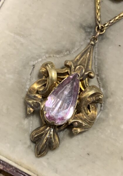 19th Century Georgian Pink Topaz and Gold Brooch