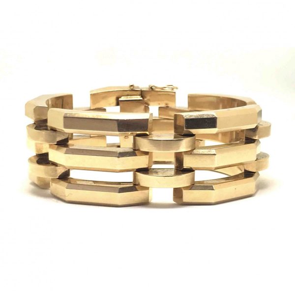 Retro 1940's 18ct Yellow Gold Wide Link Bracelet