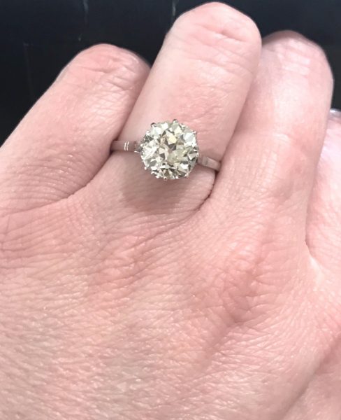 Antique engagement ring old mine cut diamond cushion cut 2 carats 3 carats