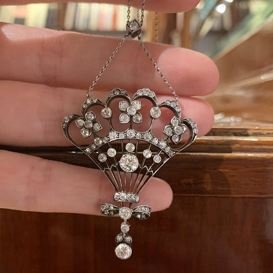 Antique Belle Epoque 2.30ct Old Cut Diamond Pendant