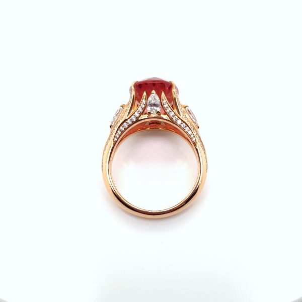Imperial Topaz and Pear Cut Diamond Ring