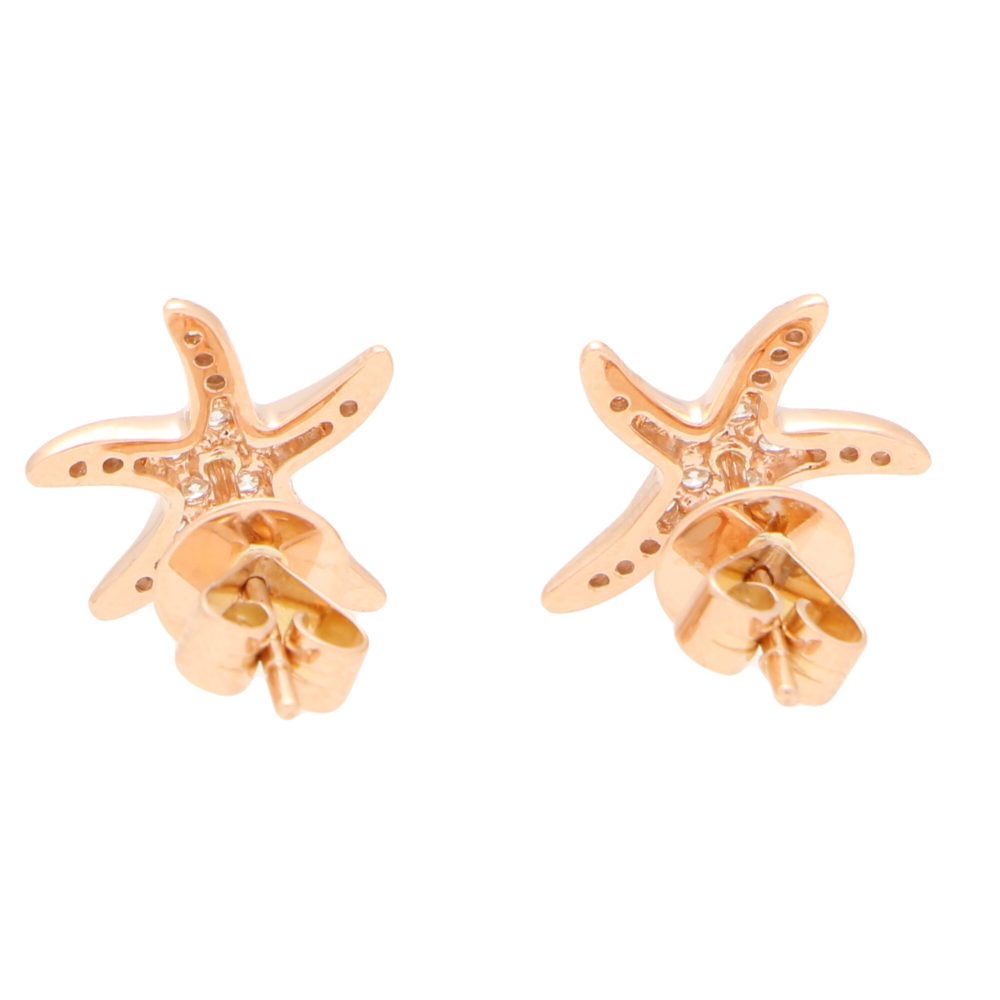 Diamond Starfish Stud Earrings in 18ct Rose Gold