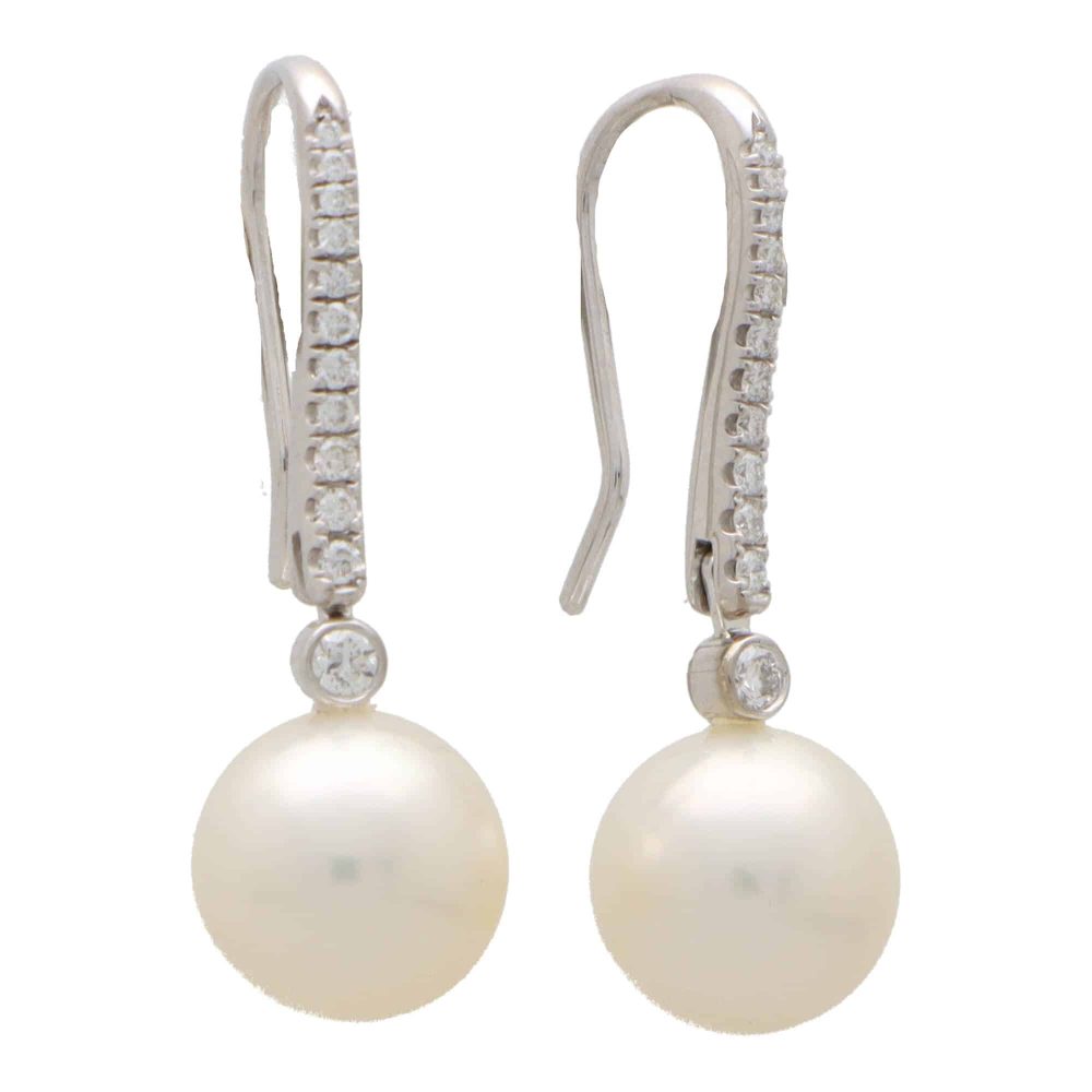 South Sea Pearl and Diamond Drop Earrings